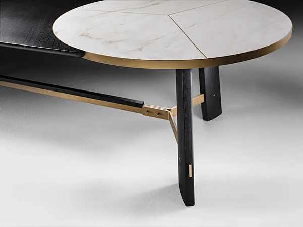 Tavolo ovale in legno e marmo Calacatta Oro Black Tie Opera OPE26C, OPE26F fabbrica Black Tie dall'Italia. Foto №3