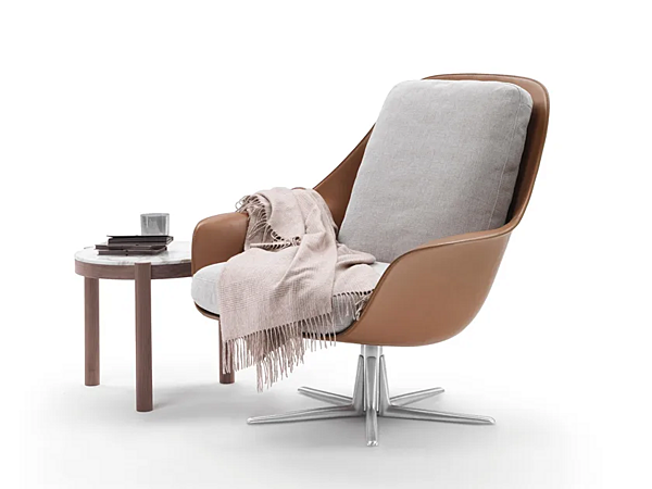 Poltrona girevole in pelle con base a 5 razze e braccioli FLEXFORM Sveva fabbrica FLEXFORM dall'Italia. Foto №6