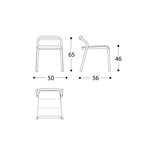 Sedia da giardino impilabile in alluminio con schienale aperto Noss VARASCHIN 24500/L, 24501/L, 24502/L, 24503/L fabbrica VARASCHIN dall'Italia. Foto №20