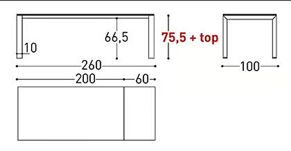 Tavolo rettangolare allungabile in alluminio verniciato a polvere VARASCHIN DOLMEN 1820, 1821, 1823, 1822, 1824 fabbrica VARASCHIN dall'Italia. Foto №12