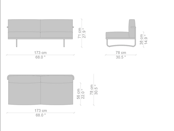 Divano a tre posti con schienale imbottito CASSINA 5 Canapé Appartement Le Corbusier 005 fabbrica CASSINA dall'Italia. Foto №4
