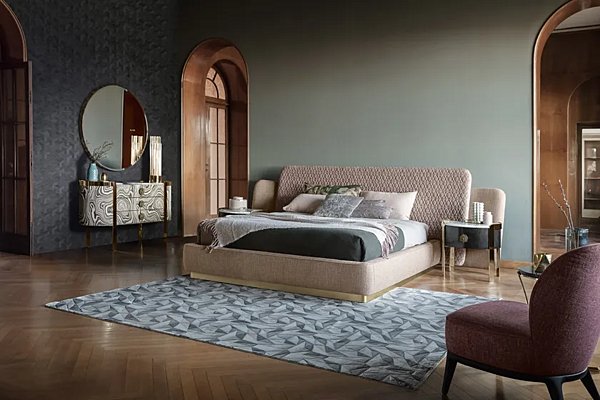 Letto matrimoniale con testata imbottita e struttura OPERA CONTEMPORARY SHEILA 44710 fabbrica OPERA CONTEMPORARY dall'Italia. Foto №3