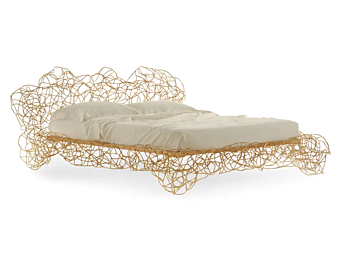 Letto matrimoniale in acciaio inox con testata imbottita Corallo Edra CRLB50