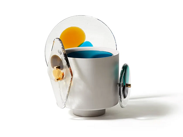 Vaso in ottone verniciato con elementi in vetro di Murano Colourdisc Horizon CASSINA 79702+797 12 fabbrica CASSINA dall'Italia. Foto №6