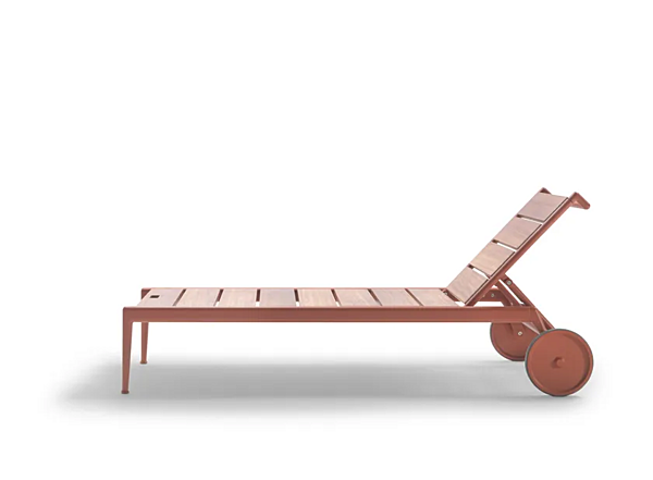 Lettino prendisole reclinabile in legno Iroko con ruote FLEXFORM collezione Atlante fabbrica FLEXFORM dall'Italia. Foto №2