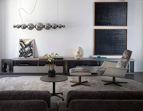 Pouf girevole con base a 4 razze GIORGETTI CLORI fabbrica GIORGETTI dall'Italia. Foto №3