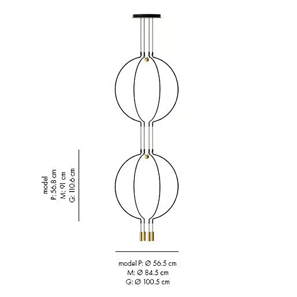 Lampada a sospensione in metallo LED a due livelli AXOLIGHT Liaison fabbrica Axolight dall'Italia. Foto №6