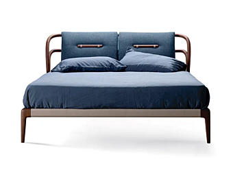 Letto matrimoniale in legno massello con testata imbottita DALE Smusso P 130