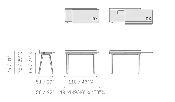 Scrivania segretaria in legno massello con piano in pelle POLTRONA FRAU IREN fabbrica POLTRONA FRAU dall'Italia. Foto №16