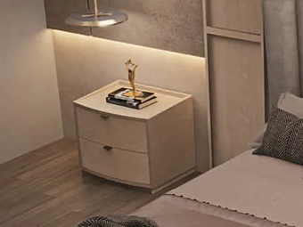 Tavolino da notte rettangolare con cassetti in legno CASA +39 PHOENIX P0007-B