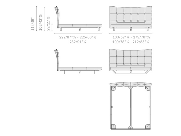 Letto matrimoniale con testata imbottita in tessuto Aurora Tre POLTRONA FRAU fabbrica POLTRONA FRAU dall'Italia. Foto №7
