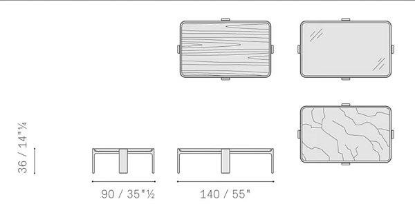 Tavolino da caffè quadrato in marmo POLTRONA FRAU DUO fabbrica POLTRONA FRAU dall'Italia. Foto №7