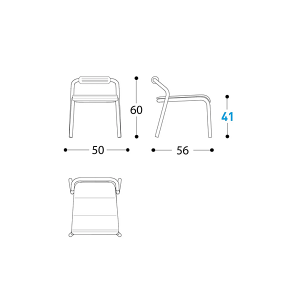 Sedia da giardino impilabile in alluminio con schienale aperto Noss VARASCHIN 24500/L, 24501/L, 24502/L, 24503/L fabbrica VARASCHIN dall'Italia. Foto №21