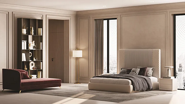 Letto matrimoniale con testata imbottita in tessuto Luna CASA +39 MN0001, MN0002, MN0003, MN0004 fabbrica ENCORE (by CASA +39) dall'Italia. Foto №2