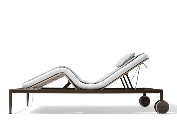 Lettino prendisole reclinabile con ruote in legno GIORGETTI GEA 87060 + 87061 fabbrica GIORGETTI dall'Italia. Foto №1