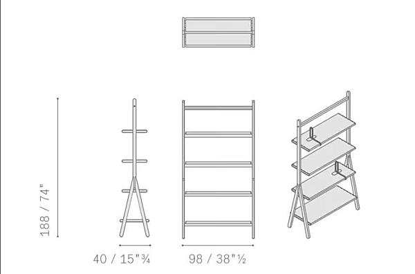 Libreria in legno autoportante doppia faccia REN POLTRONA FRAU fabbrica POLTRONA FRAU dall'Italia. Foto №13