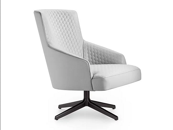 Poltrona girevole in pelle con braccioli e base a 4 razze Moore Relax i 4 Mariani fabbrica i 4 Mariani dall'Italia. Foto №1