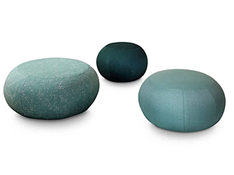 Pouf da giardino rotondo in tela con copertura removibile Geo Saba