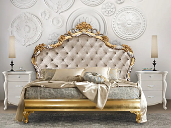 Letto matrimoniale in legno con testata imbottita CASA +39 CHOPIN 7503, 7504