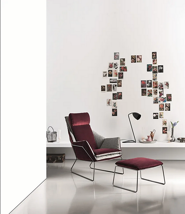 Poltrona bergère con schienale alto in tessuto Saba New York fabbrica SABA dall'Italia. Foto №7