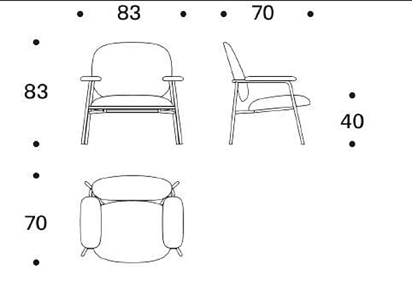 Poltrona in tessuto con braccioli Saba collezione Philo fabbrica SABA dall'Italia. Foto №7