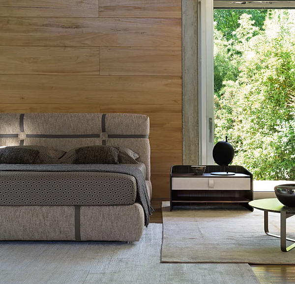 Letto matrimoniale in pelle imbottita Flou New Bond fabbrica Flou dall'Italia. Foto №7