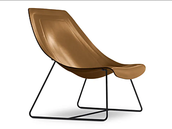 Poltrona in pelle con base a slitta Oyster Light i 4 Mariani