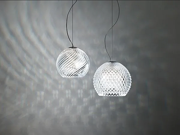 Lampada a sospensione in cristallo Fabbian Diamond Swirl fabbrica Fabbian dall'Italia. Foto №1
