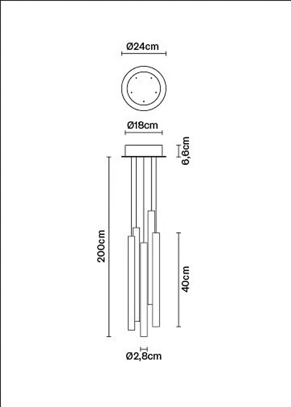 Lampada a sospensione in vetro borosilicato multispot Fabbian Tooby fabbrica Fabbian dall'Italia. Foto №12