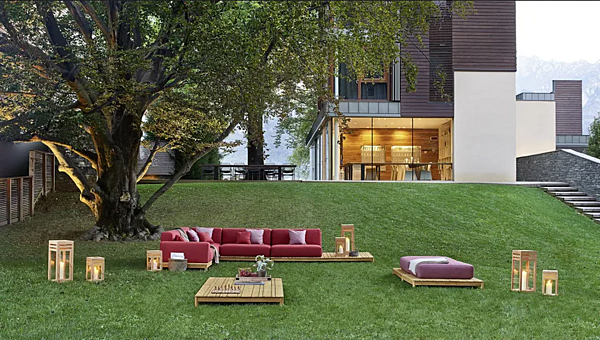Divano angolare in tessuto da giardino BARCODE VARASCHIN fabbrica VARASCHIN dall'Italia. Foto №7