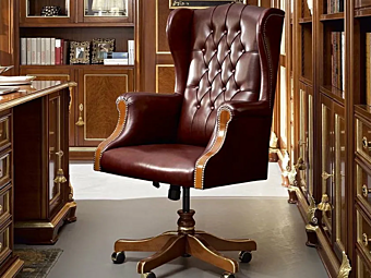 Poltrona girevole con braccioli e base a 5 razze Modenese Luxury Interiors 13501 fabbrica MODENESE GASTONE dall'Italia