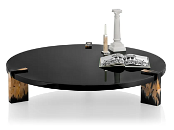 Tavolino da caffè rotondo in legno con basi in corno ARCAHORN Paestum 1502 1502