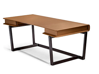 Scrivania rettangolare con piano in pelle e cassetti Peek a Book POLTRONA FRAU