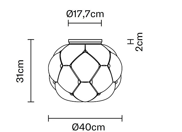 Lampada da soffitto in vetro nuvoloso Fabbian F21 E02 71 fabbrica Fabbian dall'Italia. Foto №7