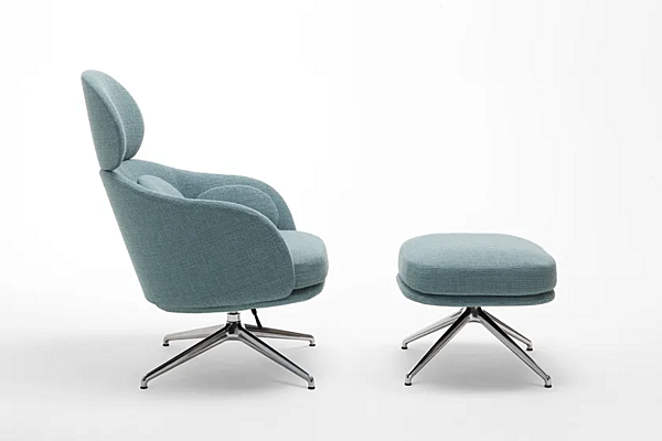 Pouf imbottito con base a 4 razze Saba collezione Sunset fabbrica SABA dall'Italia. Foto №2