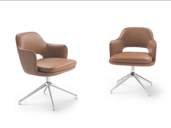 Poltrona girevole in pelle con base a 4 razze Eliseo FLEXFORM 29614 fabbrica FLEXFORM dall'Italia. Foto №4