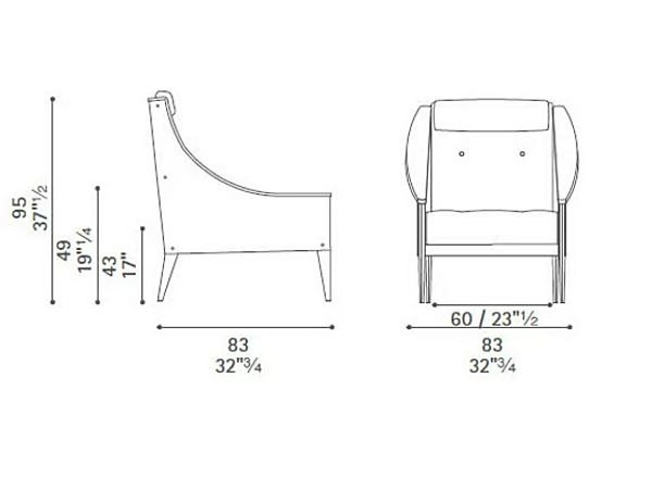 Poltrona con braccioli in pelle di cavallo Dezza fabbrica POLTRONA FRAU dall'Italia. Foto №5