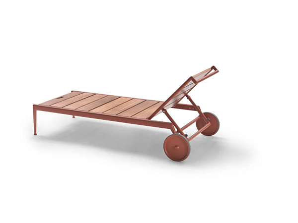 Lettino prendisole reclinabile in legno Iroko con ruote FLEXFORM collezione Atlante fabbrica FLEXFORM dall'Italia. Foto №3