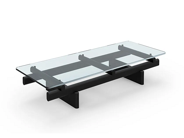 Tavolino da caffè rettangolare basso in legno e vetro CASSINA Sengu fabbrica CASSINA dall'Italia. Foto №1