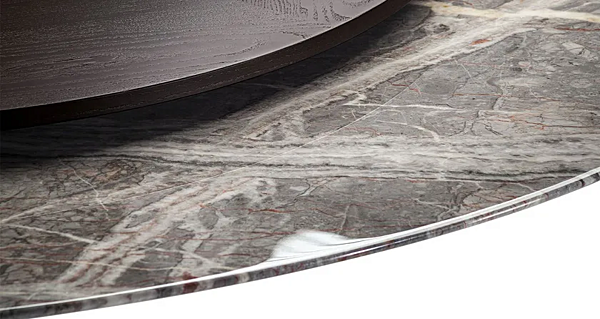 Tavolo da pranzo rotondo in marmo con lazy susan in legno POLTRONA FRAU Mesa Due fabbrica POLTRONA FRAU dall'Italia. Foto №6