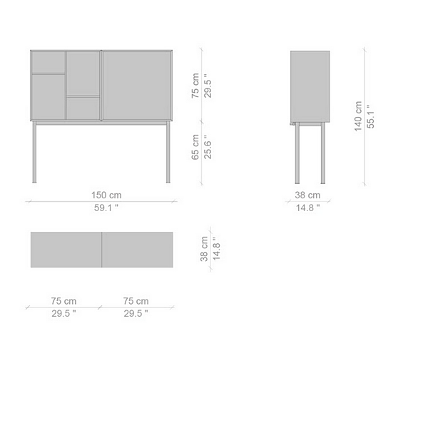Credenza in legno 20 cassetti standard CASSINA P E N 020 fabbrica CASSINA dall'Italia. Foto №5