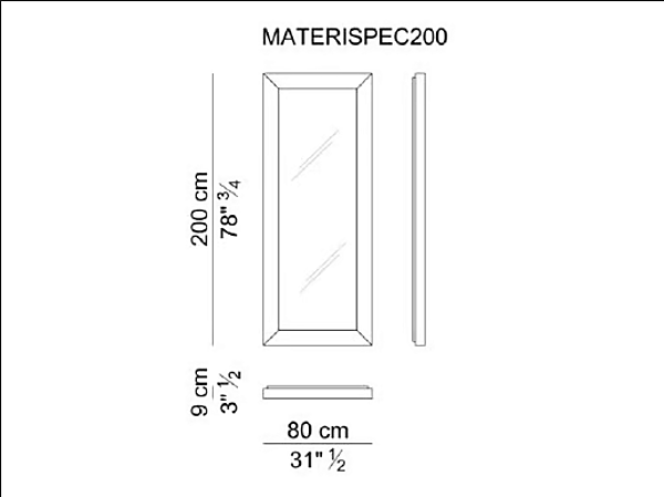Specchio rettangolare con cornice in legno Materica i 4 Mariani fabbrica i 4 Mariani dall'Italia. Foto №3