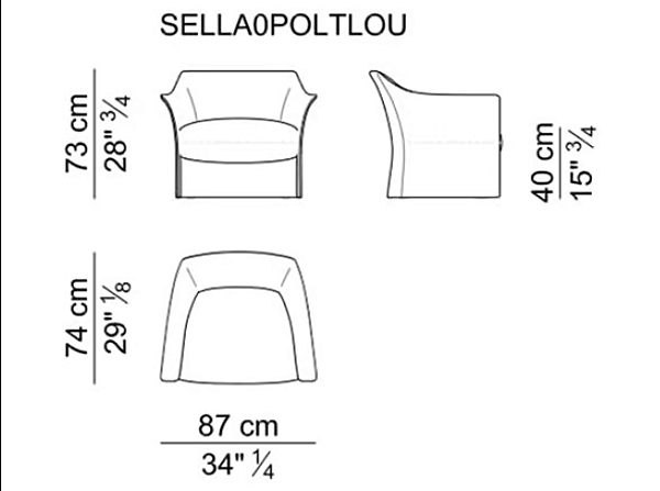 Poltrona in pelle con braccioli Sella I 4 Mariani fabbrica i 4 Mariani dall'Italia. Foto №9