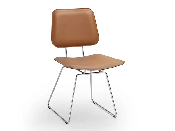 Sedia in pelle conciata con base a slitta FLEXFORM ECHOES S H fabbrica FLEXFORM dall'Italia. Foto №1
