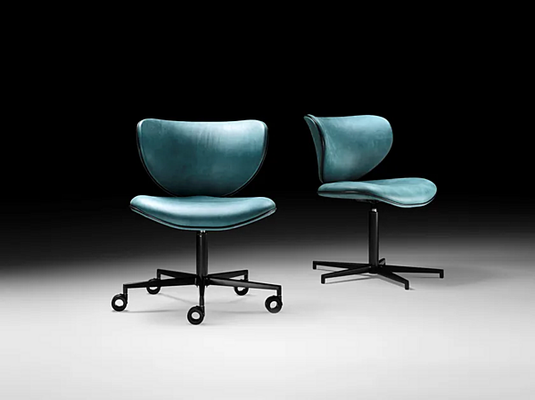 Sedia girevole in pelle con base a 5 razze Black Tie Kalida KAL10OF fabbrica Black Tie dall'Italia. Foto №3