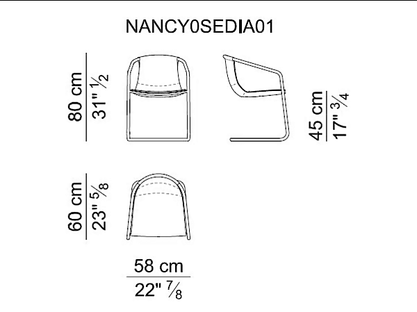 Sedia in pelle con braccioli Nancy I 4 Mariani fabbrica i 4 Mariani dall'Italia. Foto №8