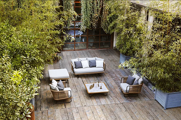 Pouf quadrato in tessuto da giardino Babylon VARASCHIN 1742, 1746 fabbrica VARASCHIN dall'Italia. Foto №3