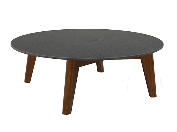 Tavolino da caffè rotondo in legno con top in pietra lavica Edgar CHELINI fabbrica CHELINI dall'Italia. Foto №1