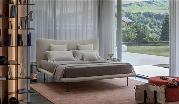 Letto matrimoniale in pelle con testata imbottita Flou Baia fabbrica Flou dall'Italia. Foto №5