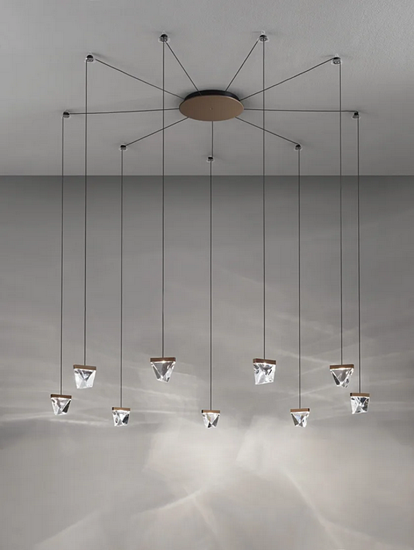 Lampadario a sospensione in cristallo LED Fabbian Tripla 9 punti fabbrica Fabbian dall'Italia. Foto №2
